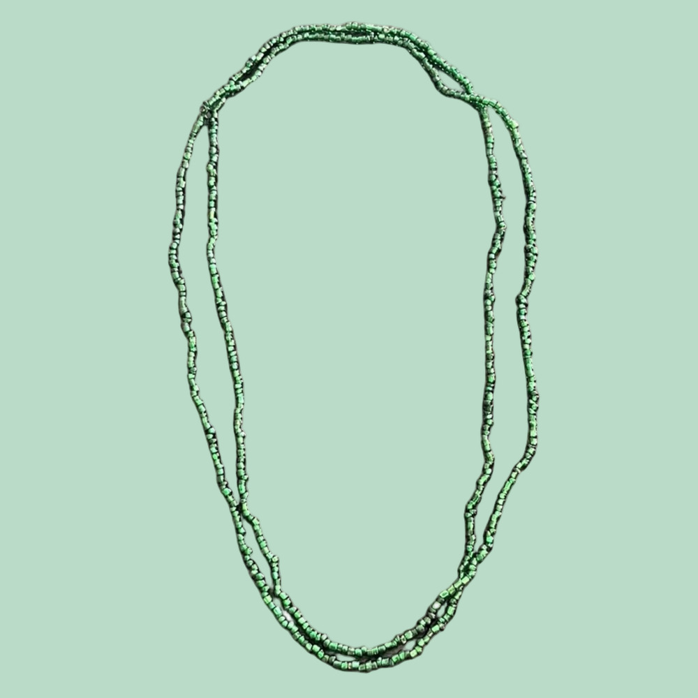 Elegant Artisan Crafted Jade Green Seed Bead Necklace